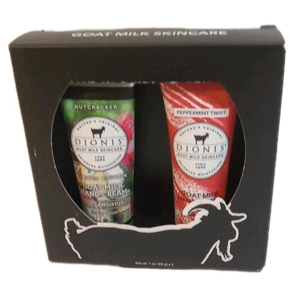 Dionis Goat Milk Skincare Hand Cream Nutcracker Peppermint Twist 1 Duo Pack 1 Oz